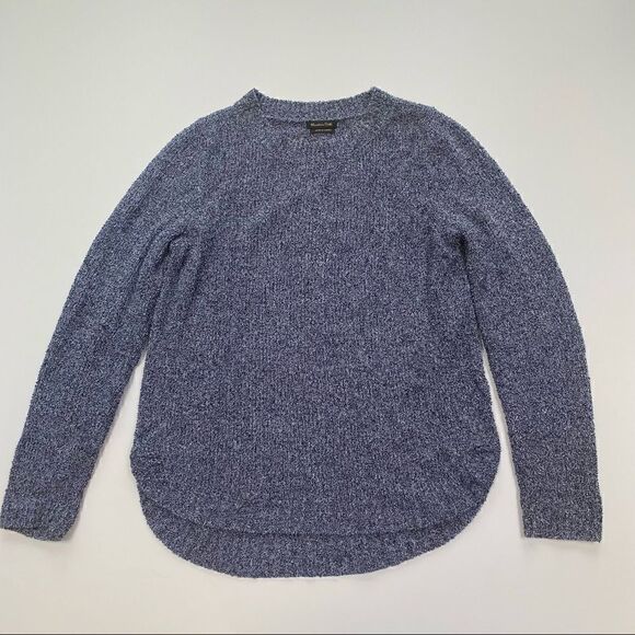 Massimo Dutti Textured Knit Long Sleeve Crew Neck Sweater Blue Women’s XS - Picture 4 of 10